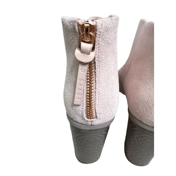 Ted Baker Lorca Pink Suede Ankle Boots Size 40.5 / US 9.5 Rose Gold Detail - Picture 11 of 15